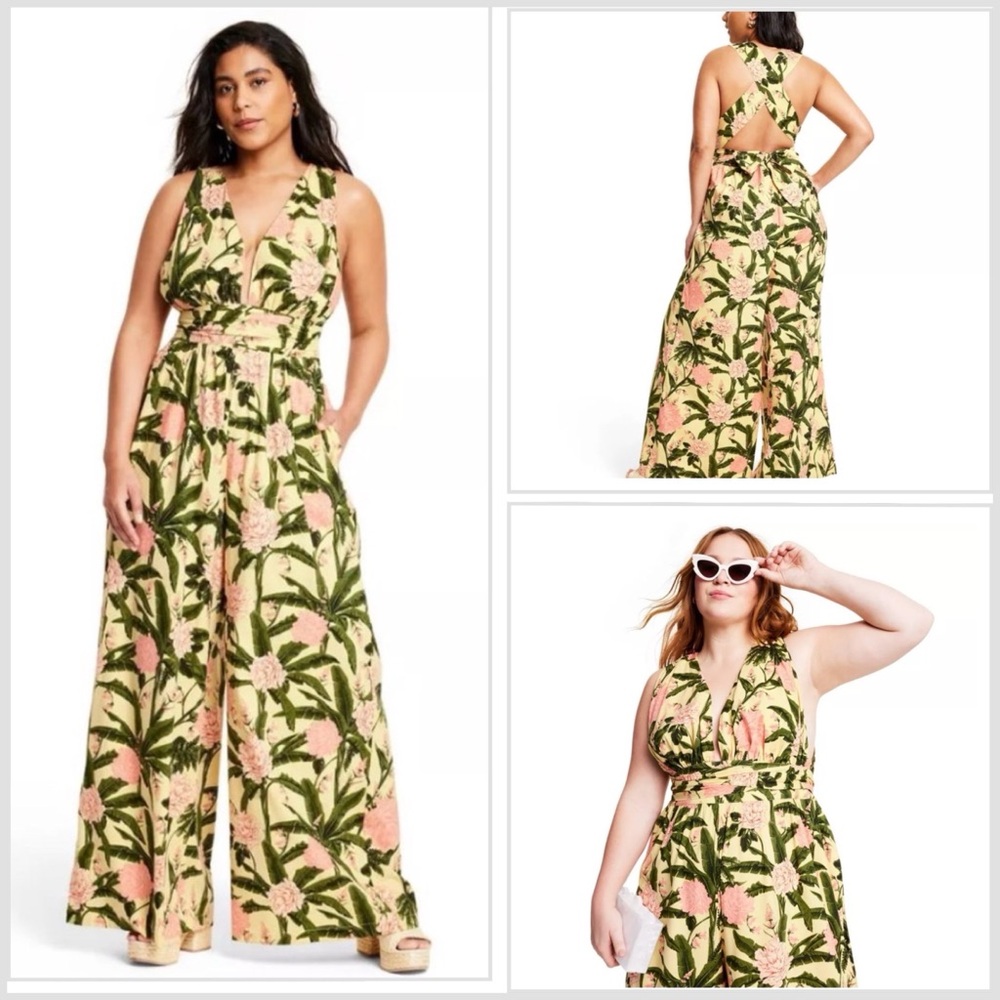 AGUA BENDITA X TARGET Peony Botanical Floral Print Jumpsuit Size XL NWT